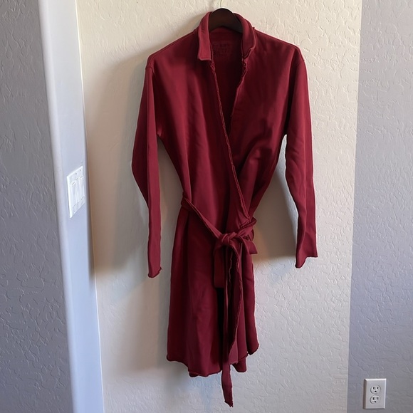 Frank & Eileen Willa Long Sleeve Triple Fleece Wrap Dress in Cranberry - Picture 2 of 6